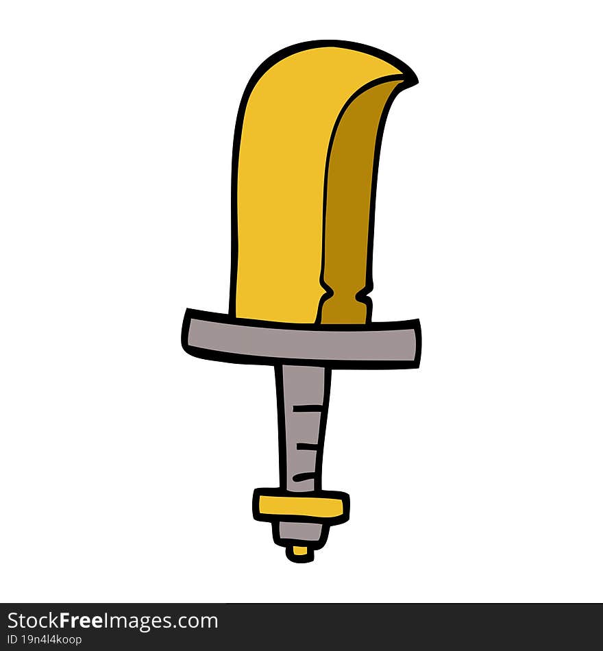 cartoon doodle golden sword