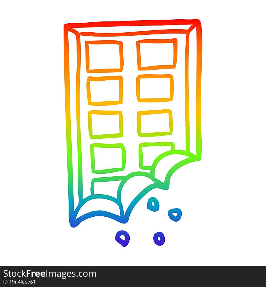 rainbow gradient line drawing of a bar of chocolate