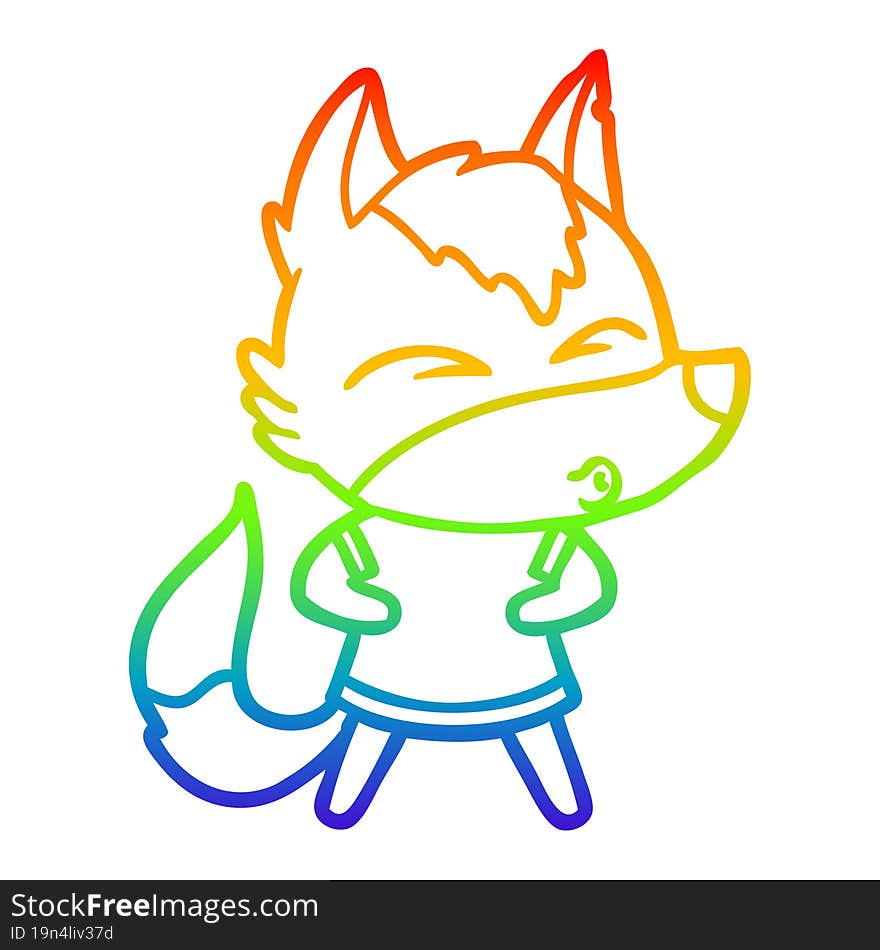 rainbow gradient line drawing cartoon wolf whistling