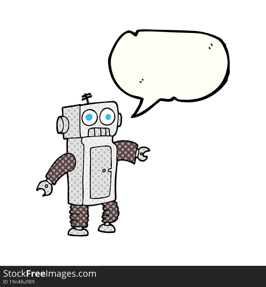 comic book speech bubble cartoon robot