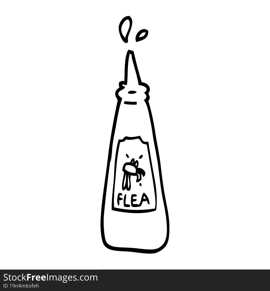 line drawing cartoon flea treatment bottle