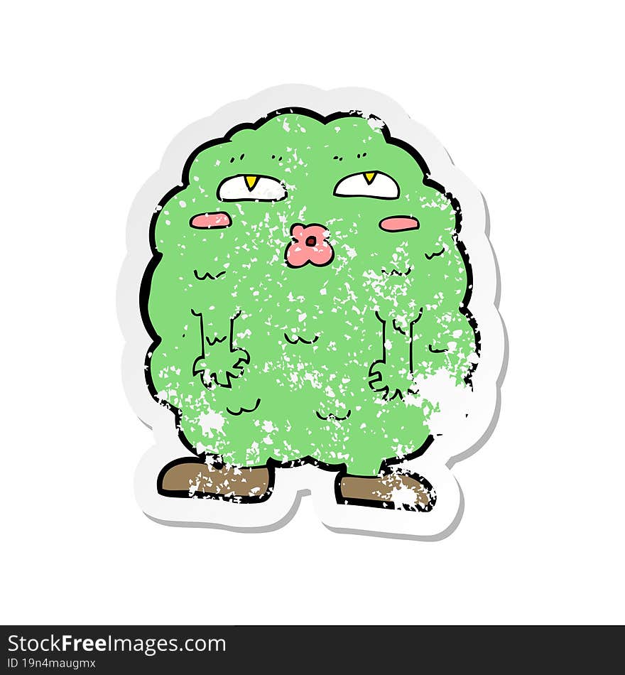 retro distressed sticker of a funny cartoon monster