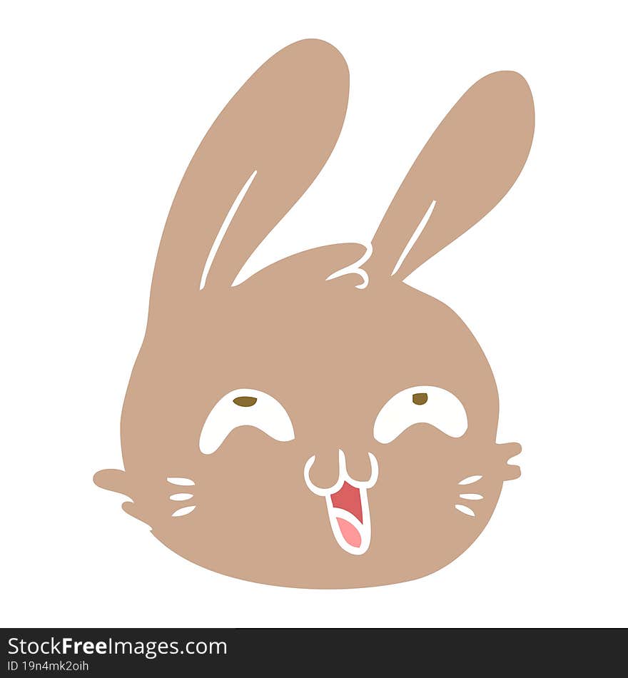 flat color style cartoon happy rabbit face