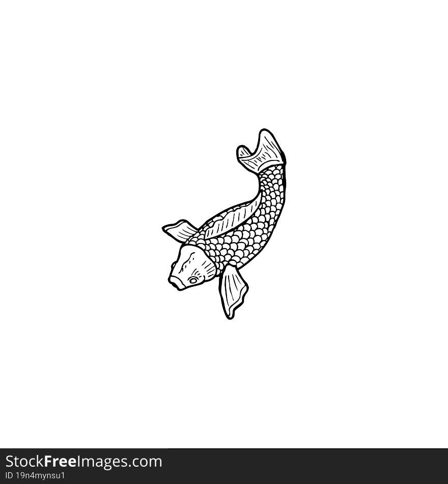 Black And White Japanese Fish Tattoo