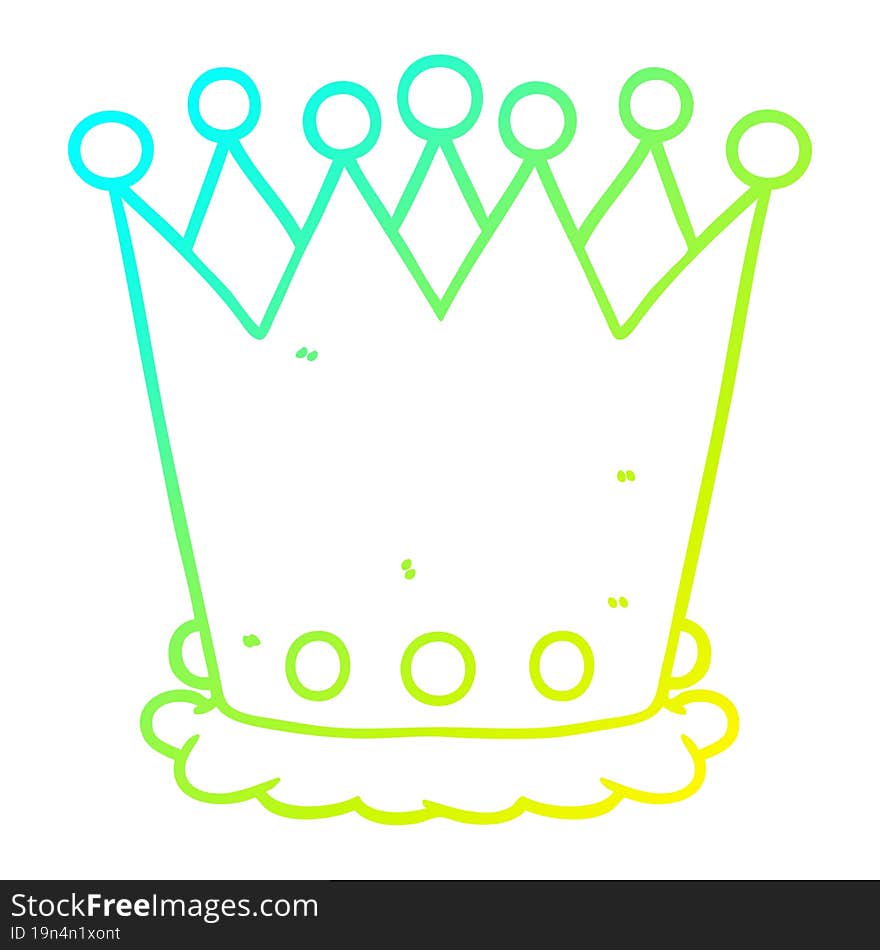 cold gradient line drawing cartoon crown