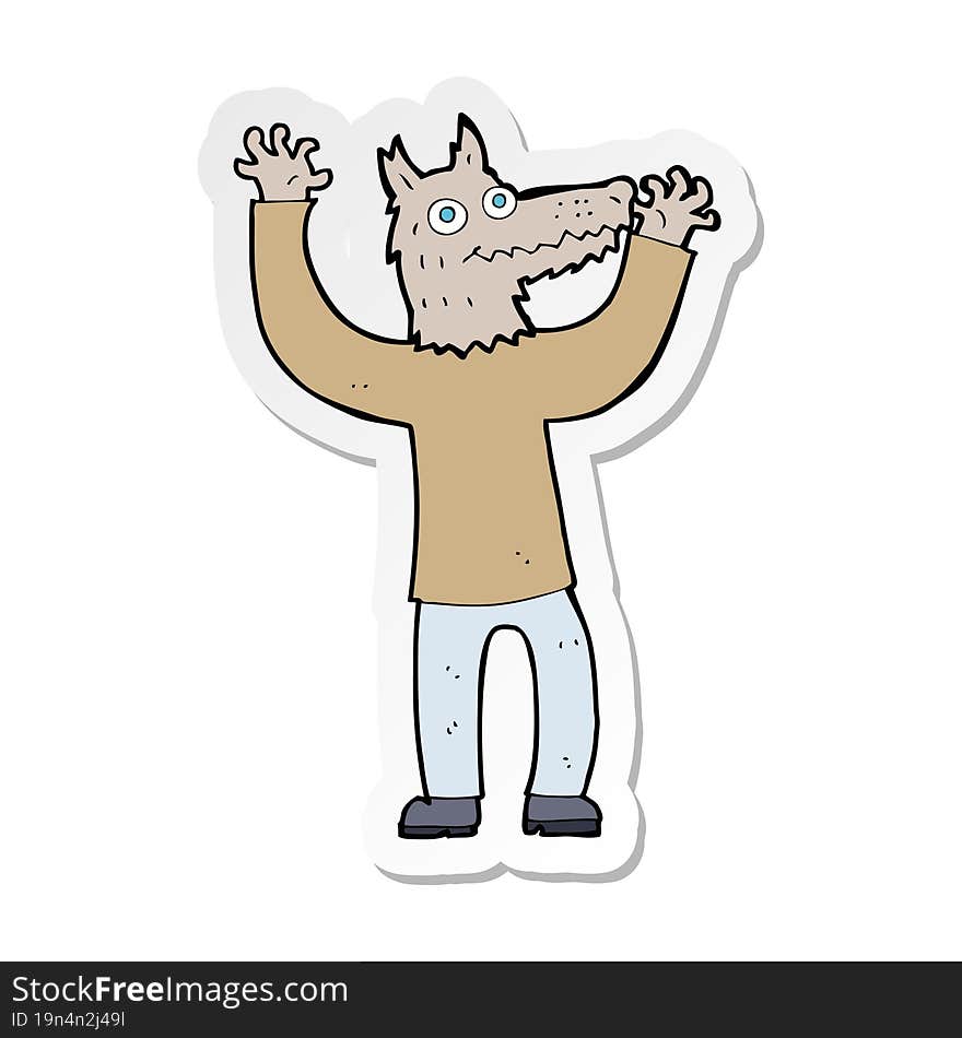 sticker of a cartoon wolf man