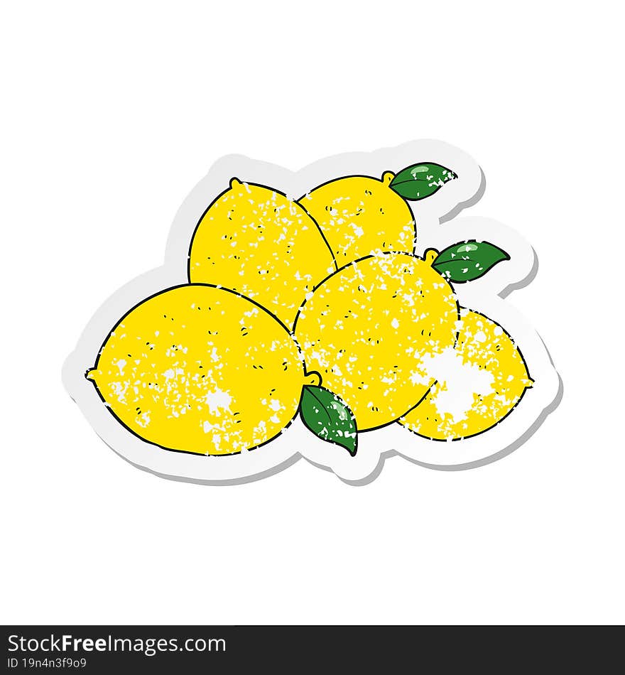 Retro Distressed Sticker Of A Cartoon Lemons