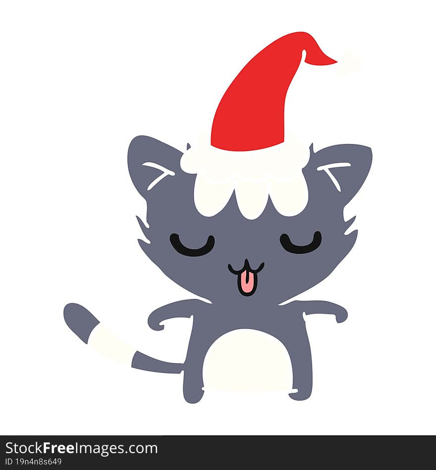 hand drawn christmas cartoon of kawaii cat