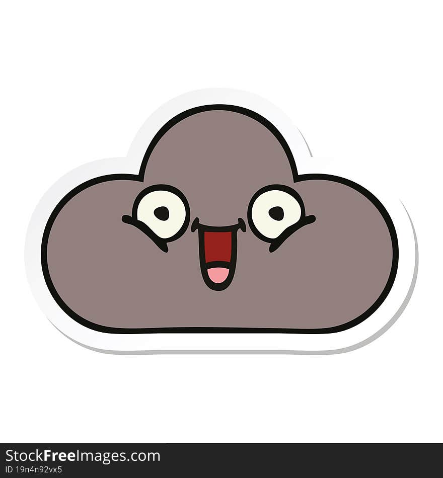 Sticker Of A Cute Cartoon Storm Cloud