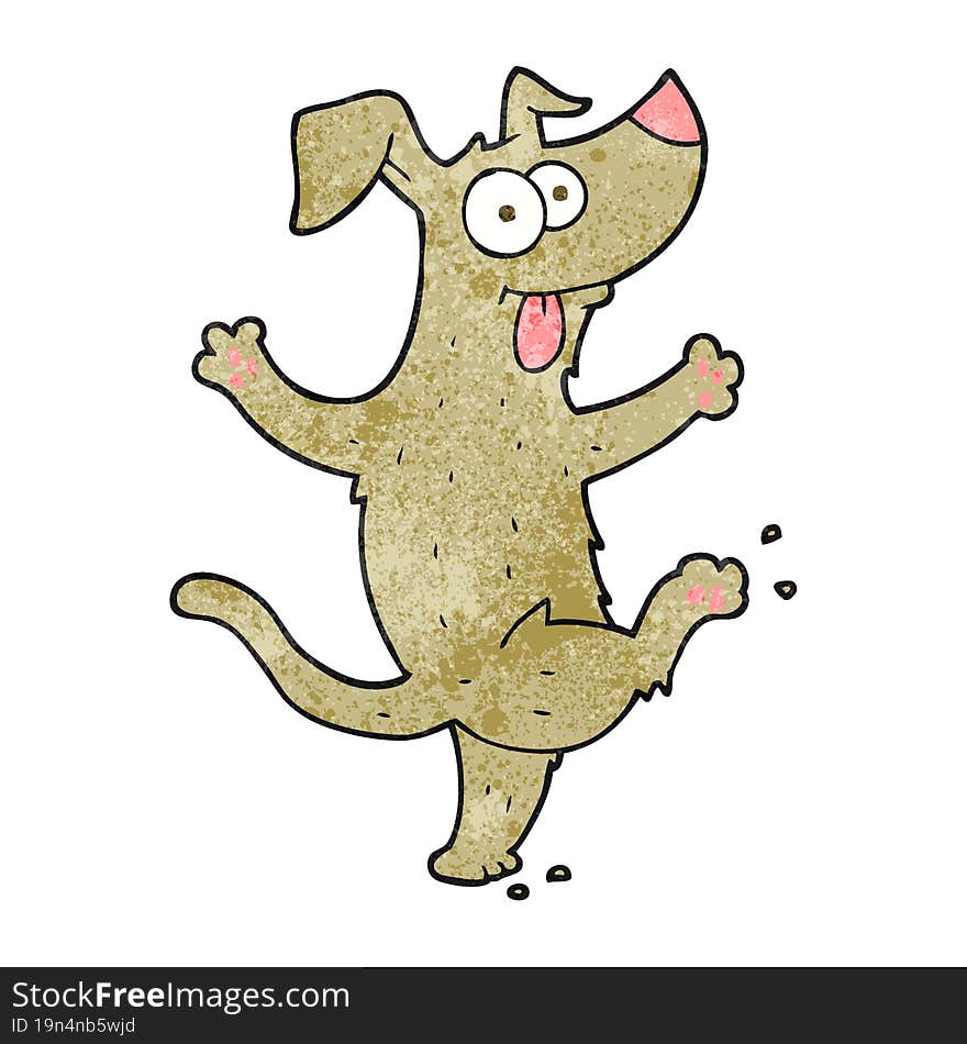 freehand textured cartoon dancing dog