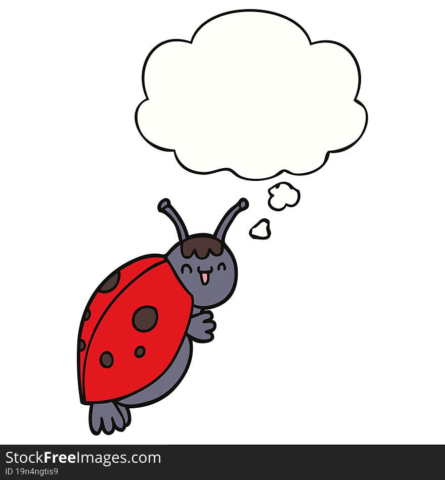 cute cartoon ladybug and thought bubble