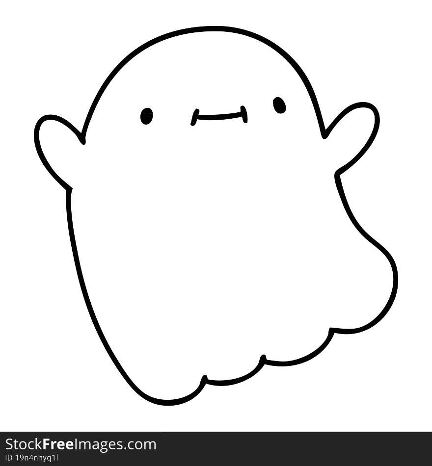 line doodle of a happy halloween ghost