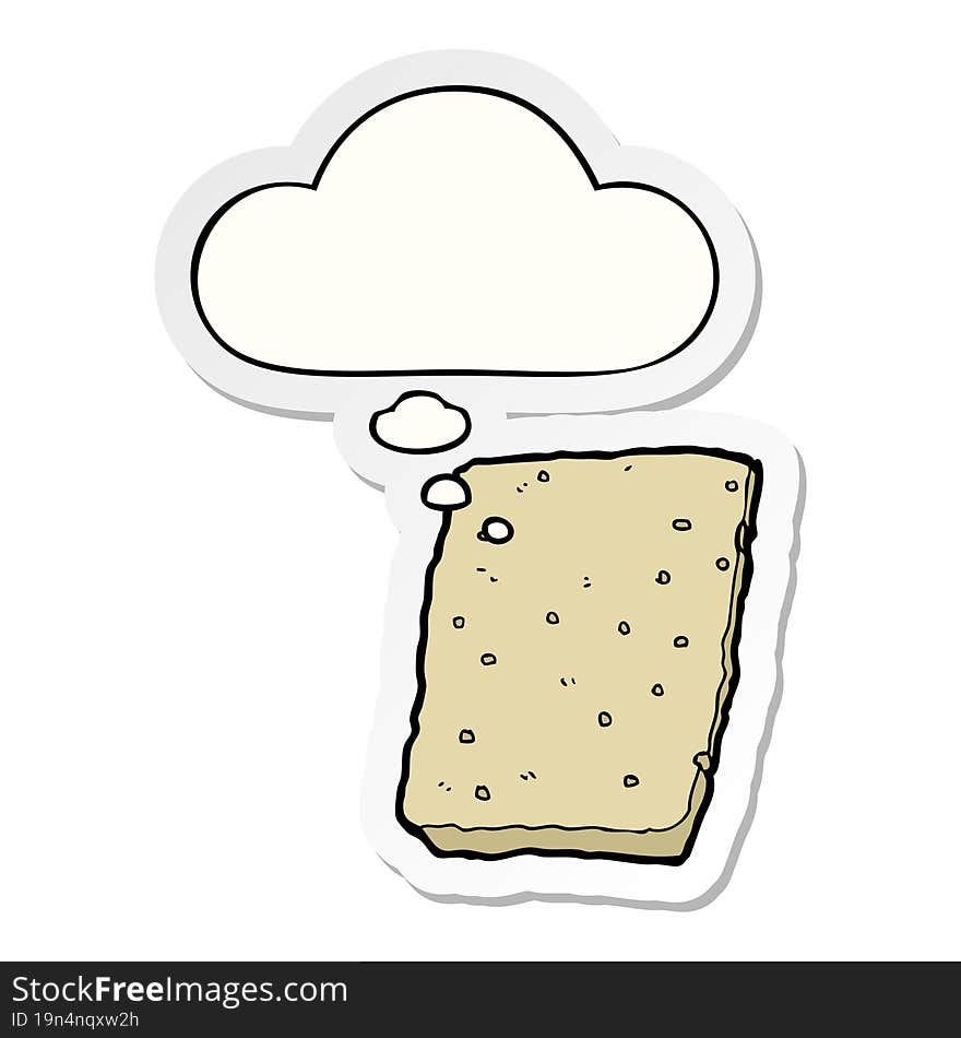 cartoon biscuit and thought bubble as a printed sticker