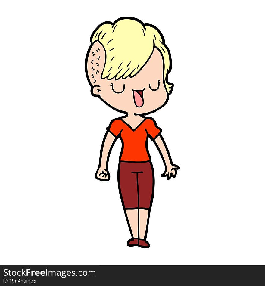 cute cartoon girl with hipster haircut. cute cartoon girl with hipster haircut