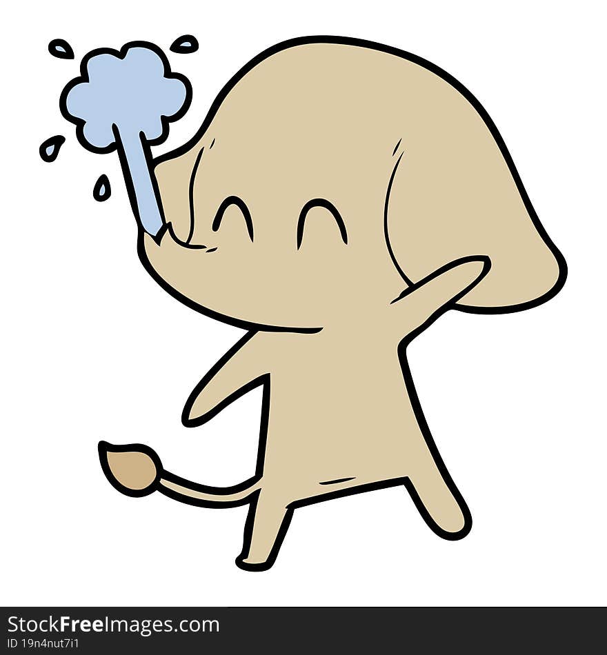 cute cartoon elephant spouting water. cute cartoon elephant spouting water