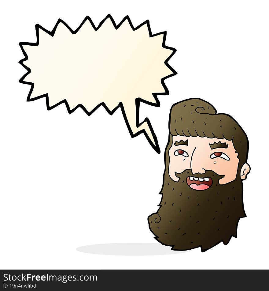 cartoon laughing bearded man with speech bubble