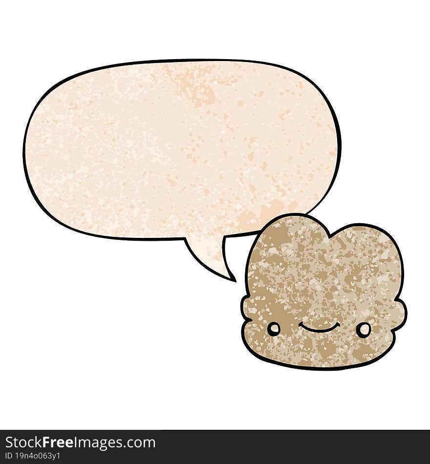 cartoon cloud and speech bubble in retro texture style