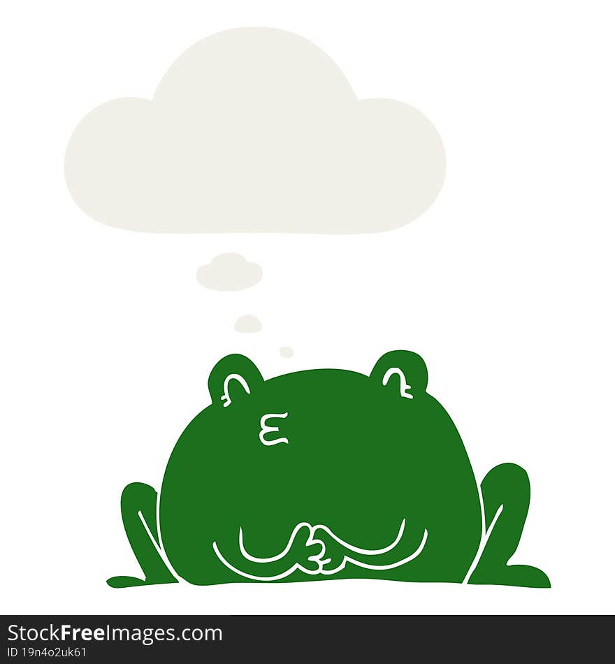 Cute Cartoon Frog And Thought Bubble In Retro Style