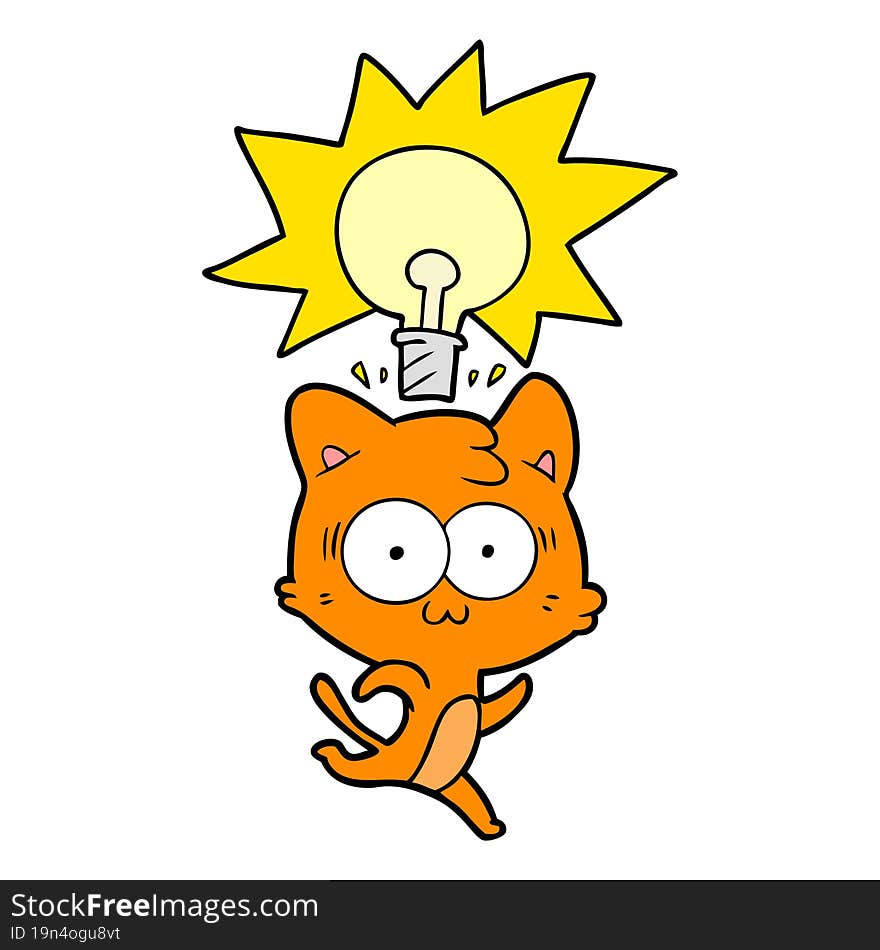 cartoon cat with idea. cartoon cat with idea