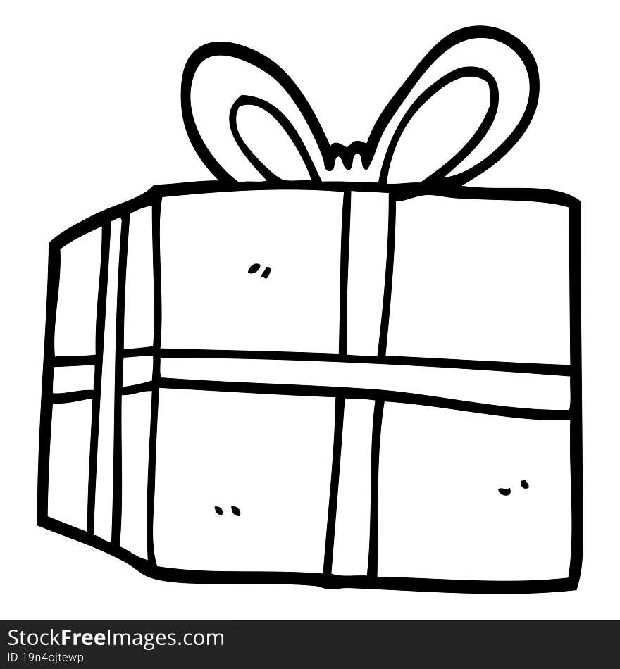 line drawing cartoon wrapped present