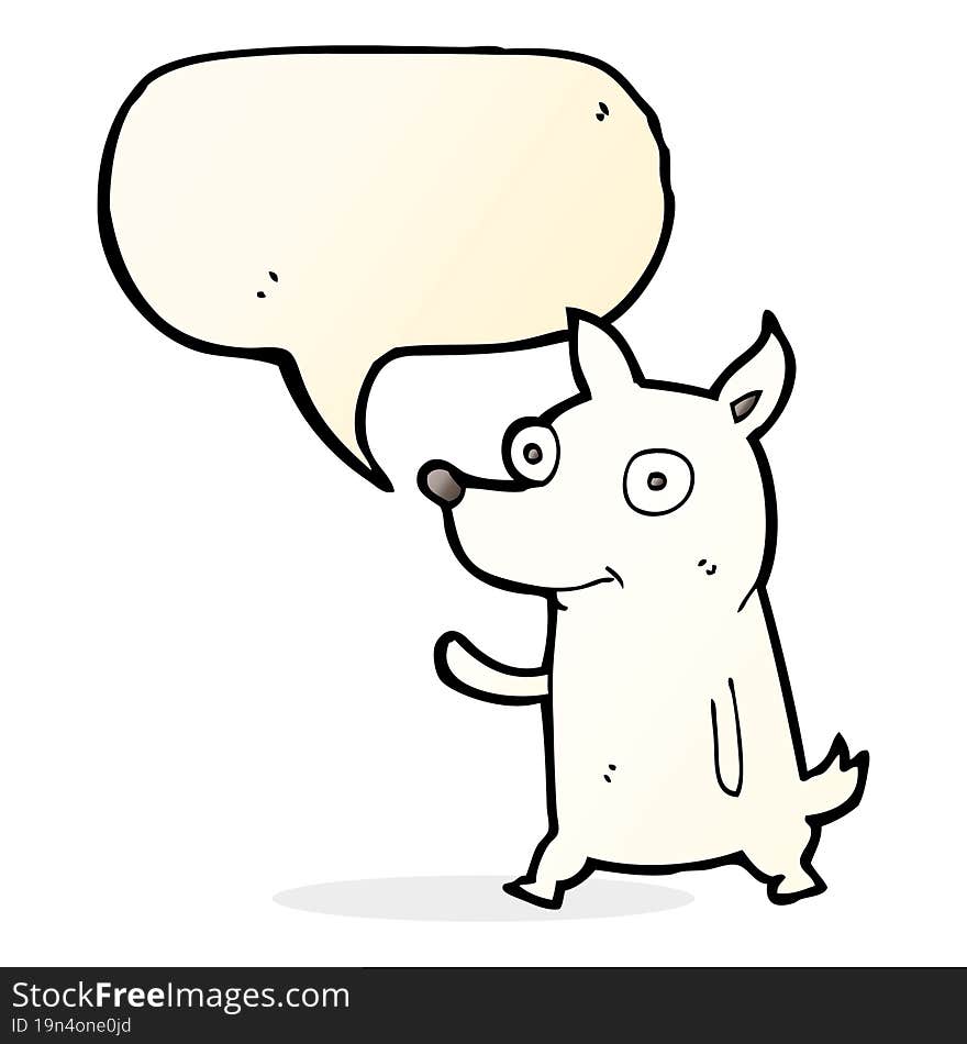 Cartoon Little Dog Waving With Speech Bubble