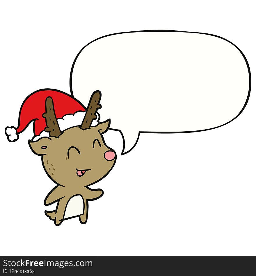 cartoon christmas reindeer with speech bubble