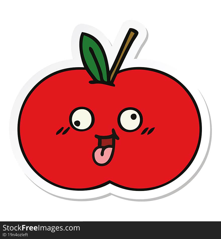 sticker of a cute cartoon red apple