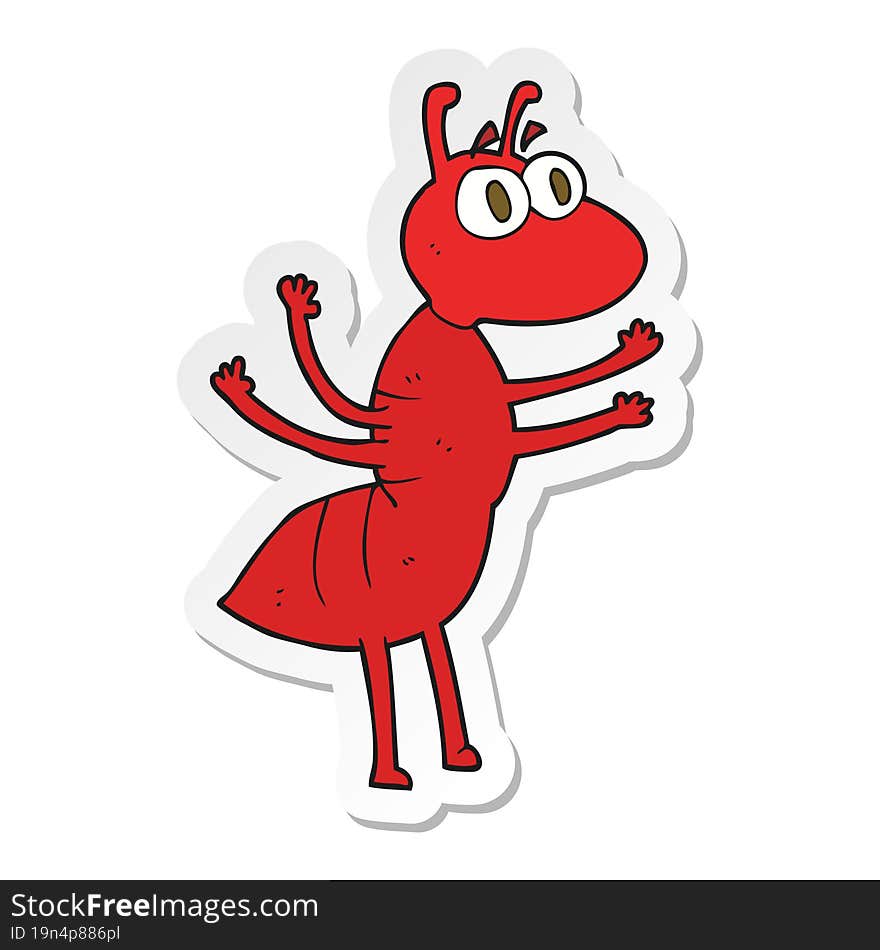 sticker of a cartoon ant