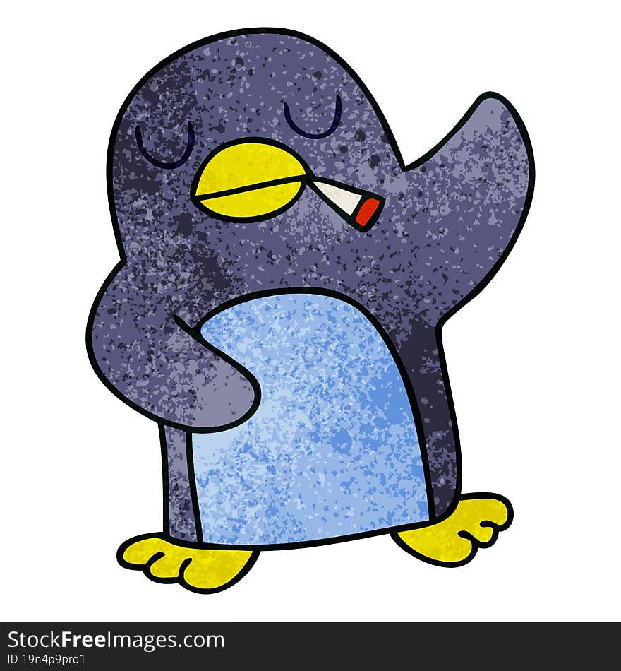 quirky hand drawn cartoon penguin