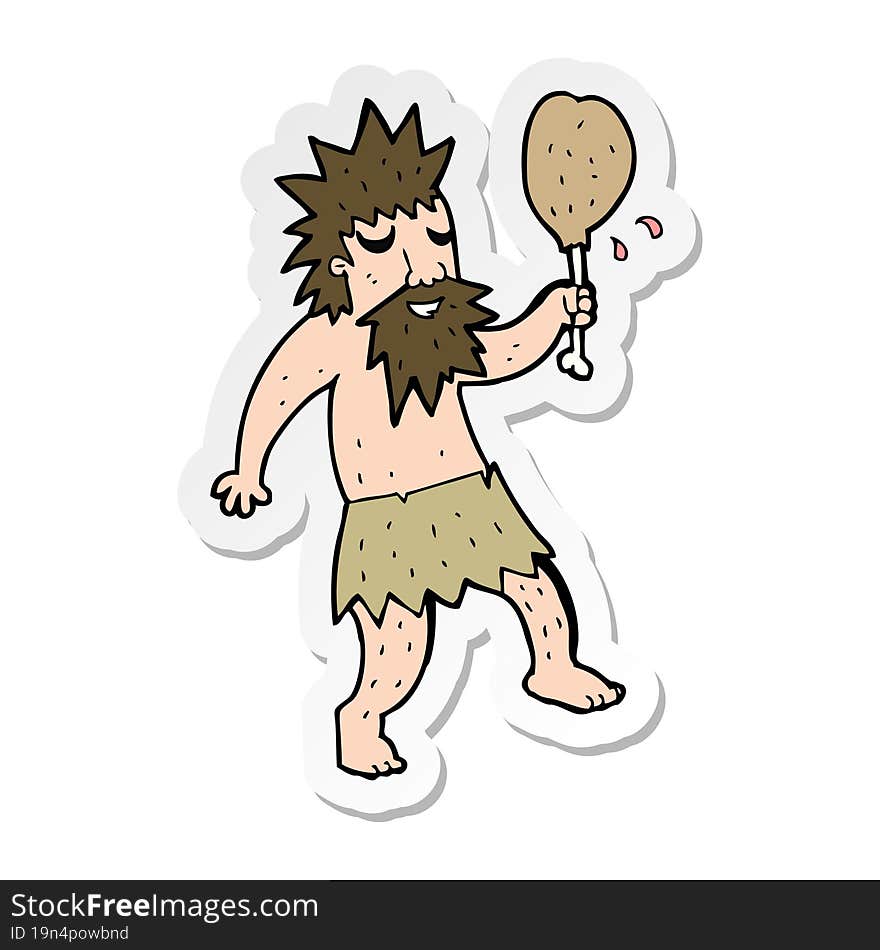 sticker of a cartoon cave man