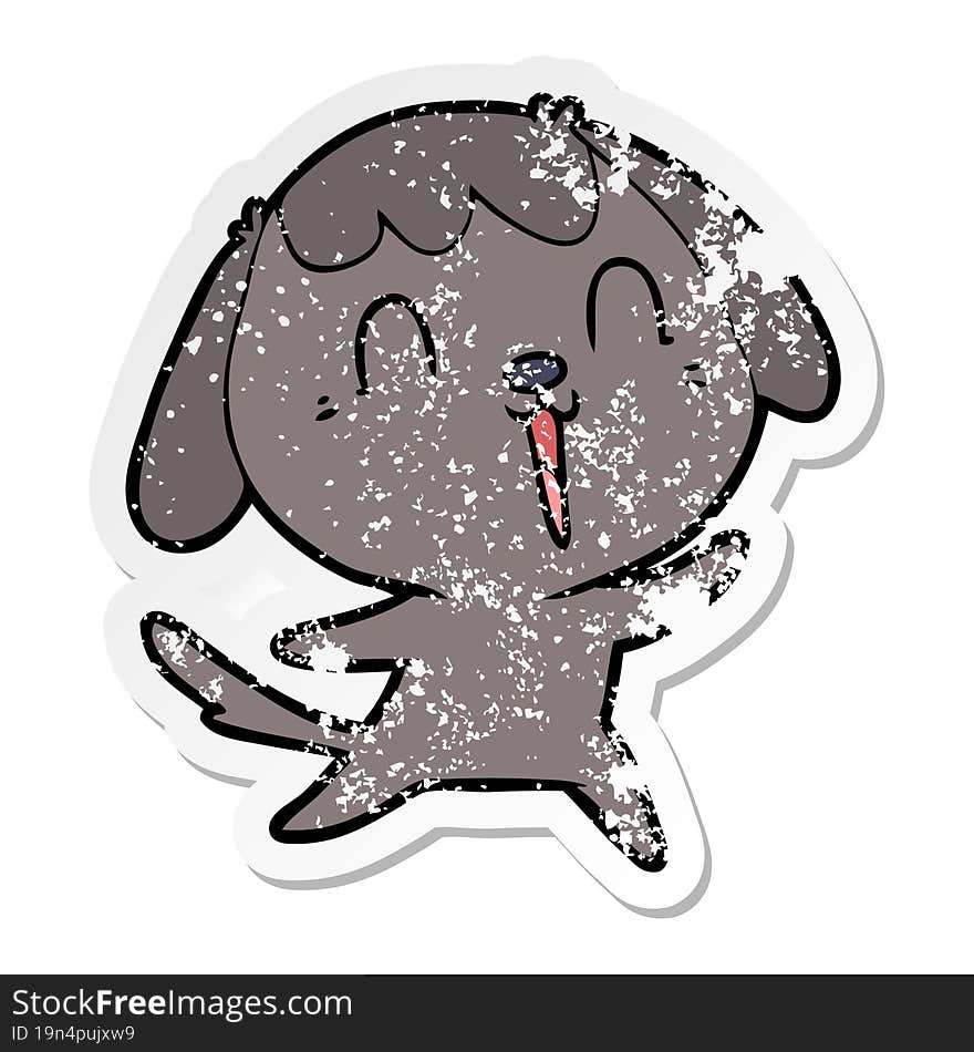 distressed sticker of a cute cartoon dog