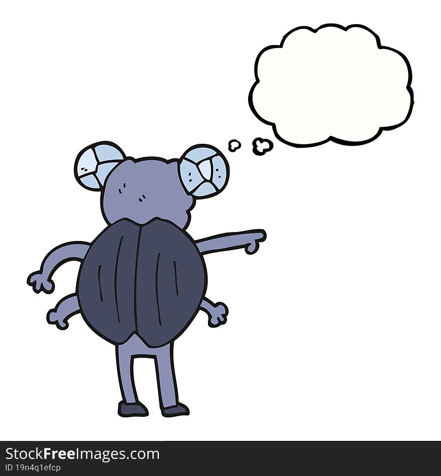 thought bubble cartoon pointing insect