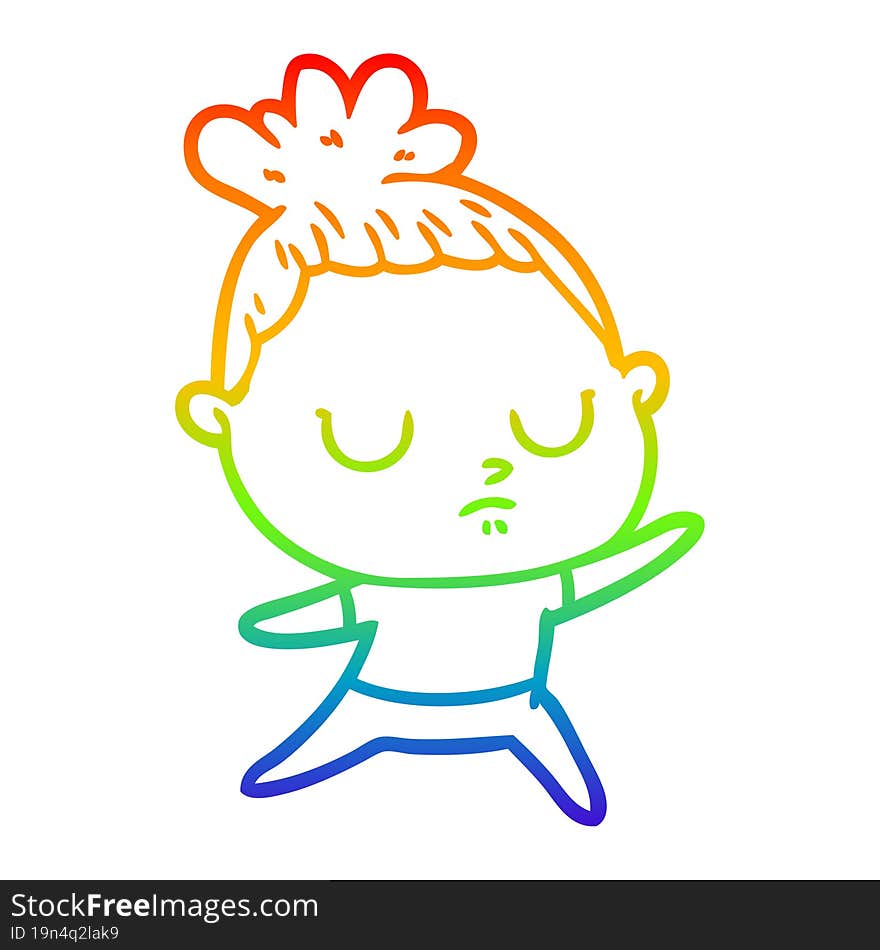 rainbow gradient line drawing cartoon calm woman