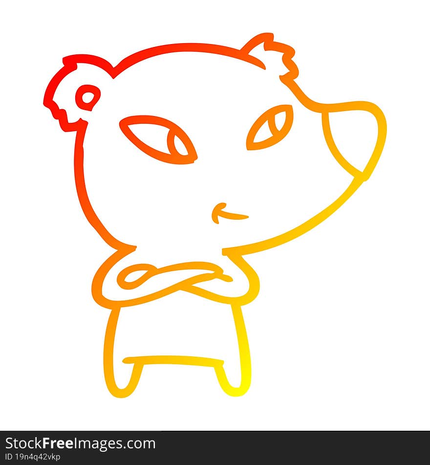 warm gradient line drawing cute cartoon bear