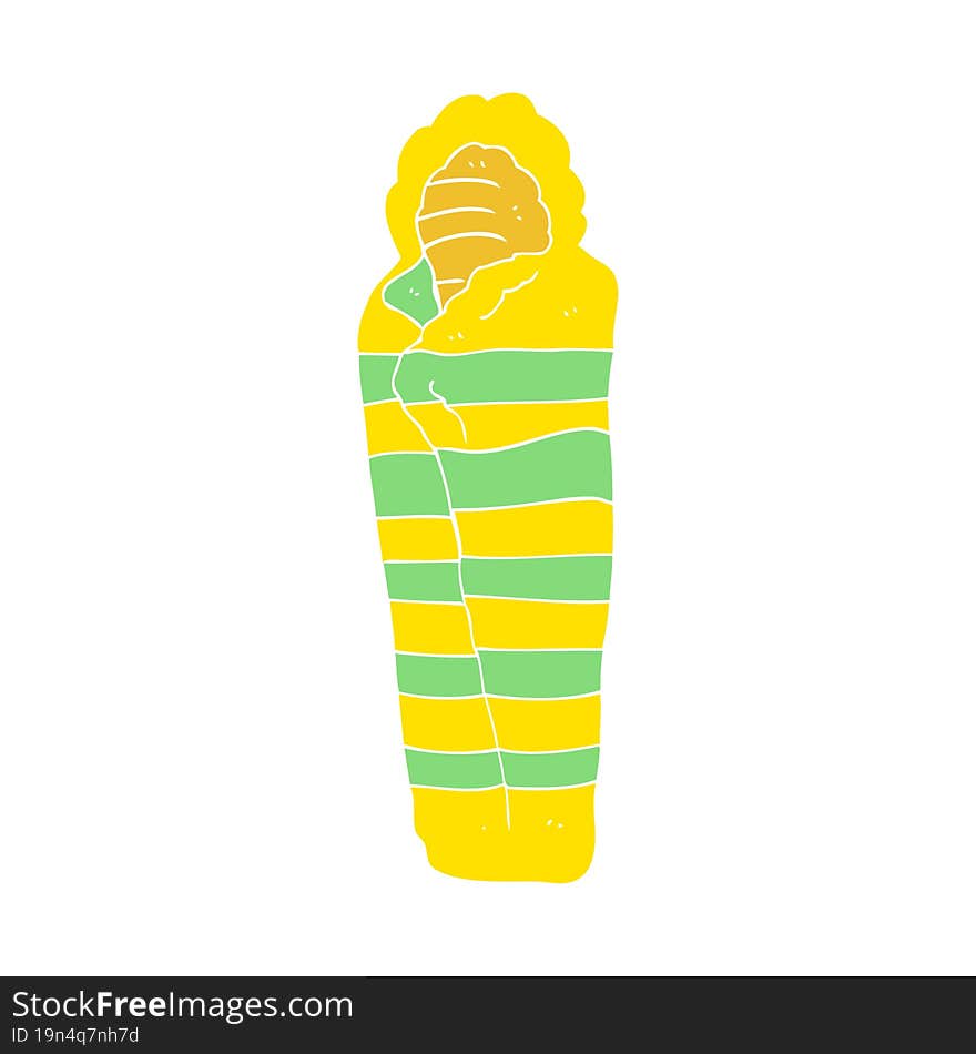 flat color illustration of a cartoon sleeping bag