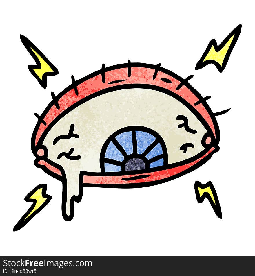 Textured Cartoon Doodle Of An Enraged Eye