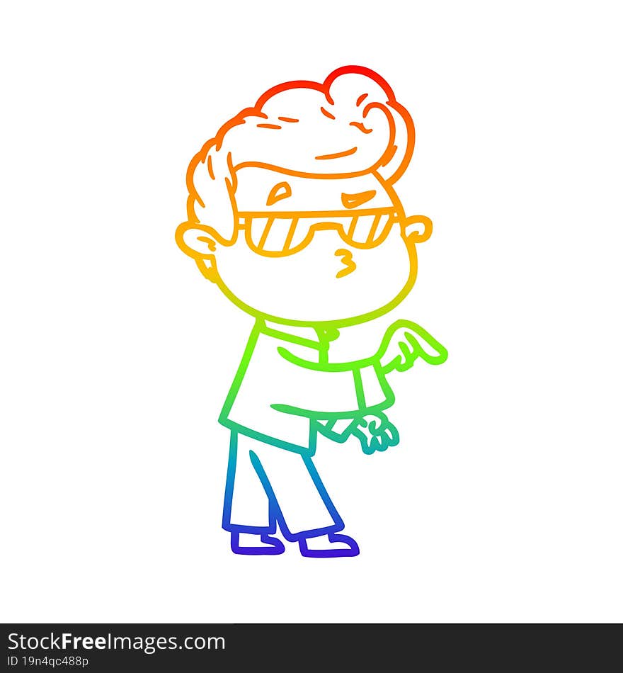 rainbow gradient line drawing cartoon cool guy