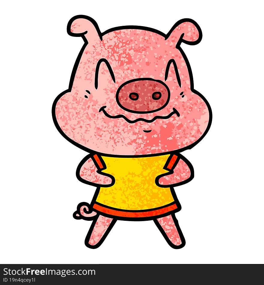 nervous cartoon pig. nervous cartoon pig