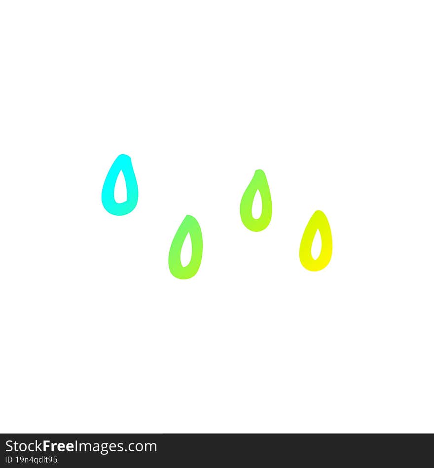 cold gradient line drawing of a cartoon rain