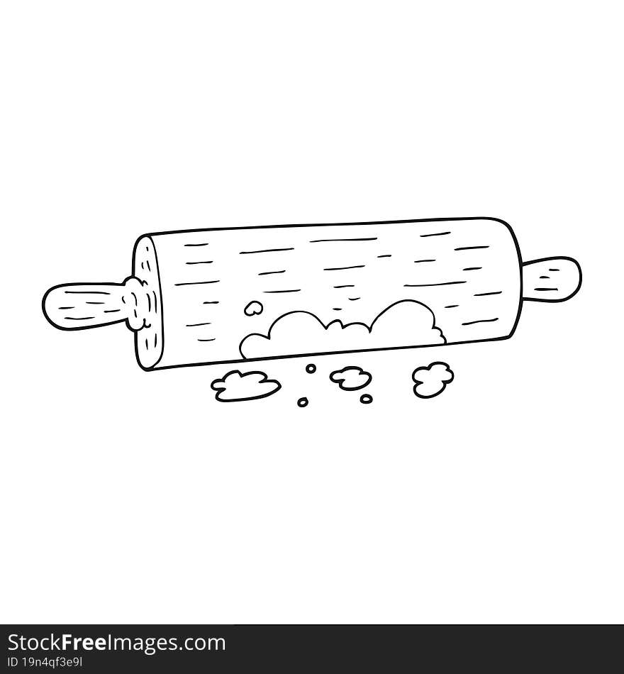 black and white cartoon rolling pin