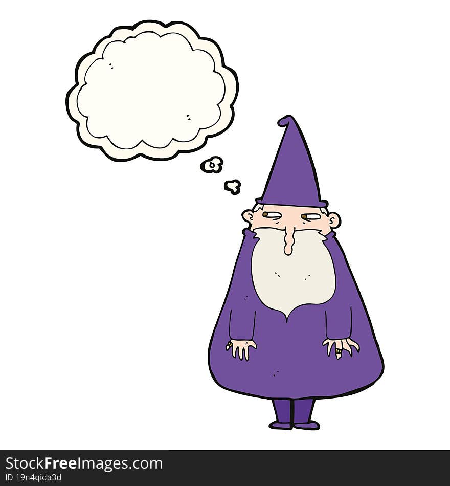 Cartoon Wizard With Thought Bubble