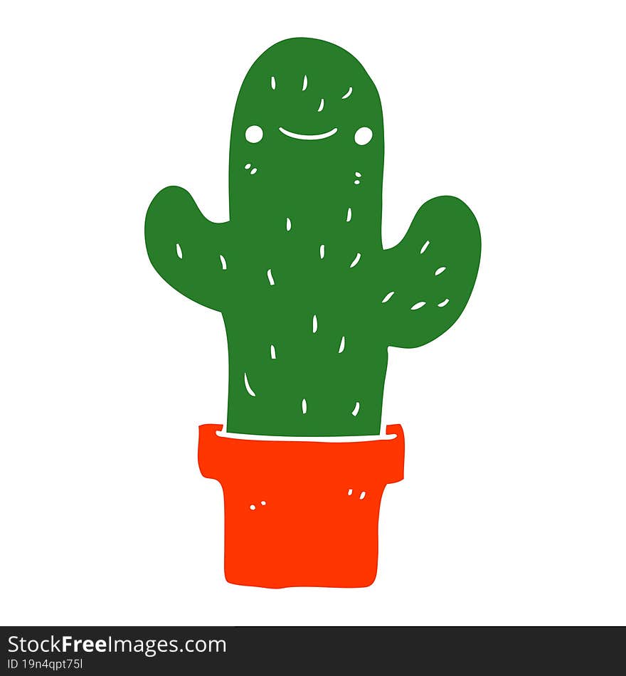 flat color style cartoon cactus