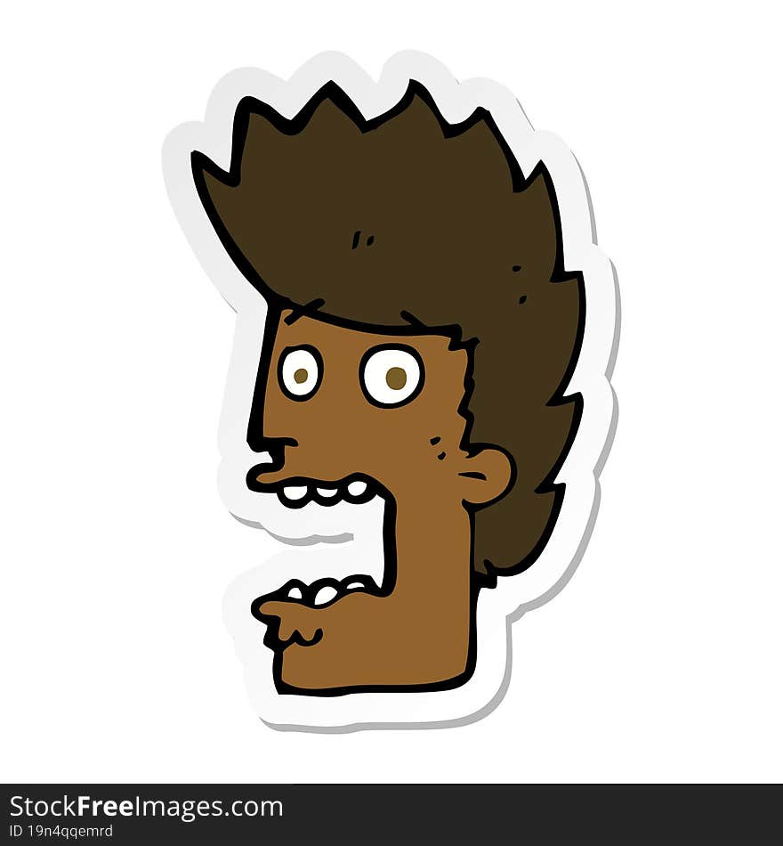 sticker of a cartoon terrified man