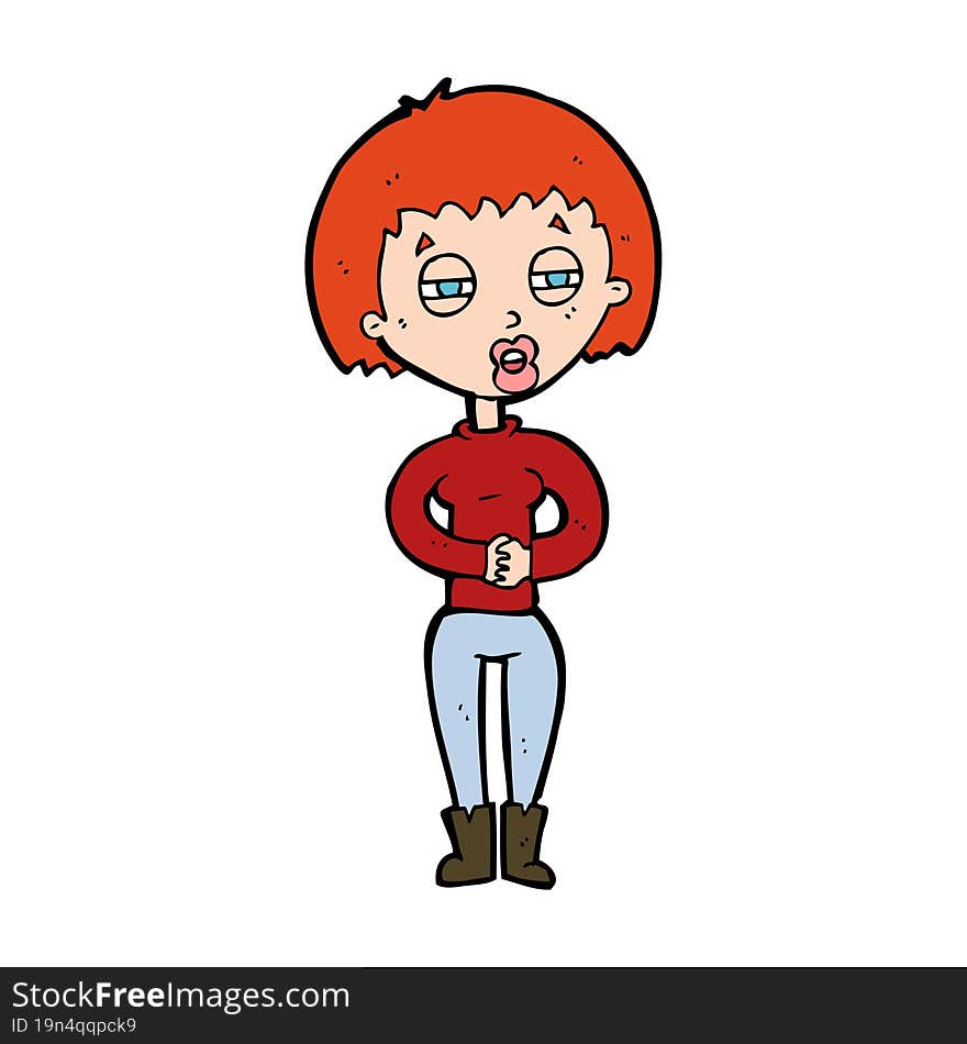 cartoon tired woman