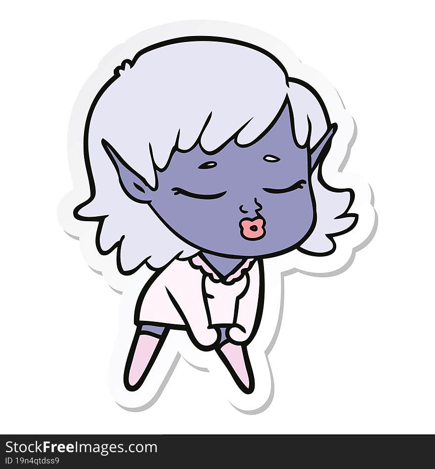 sticker of a pretty cartoon elf girl