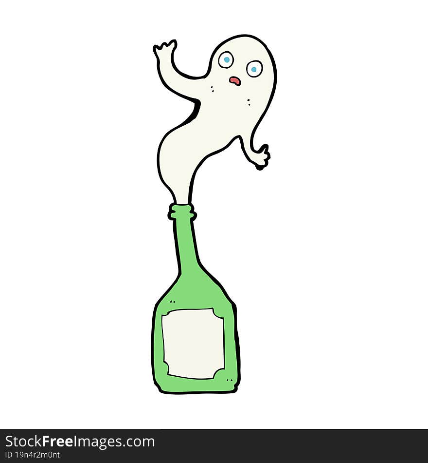 cartoon ghost in bottle