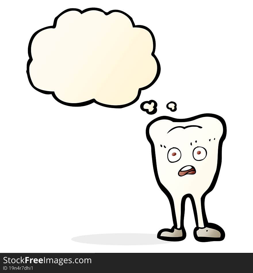 cartoon yellowing  tooth with thought bubble