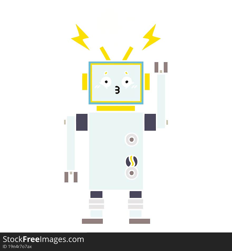 flat color retro cartoon of a robot