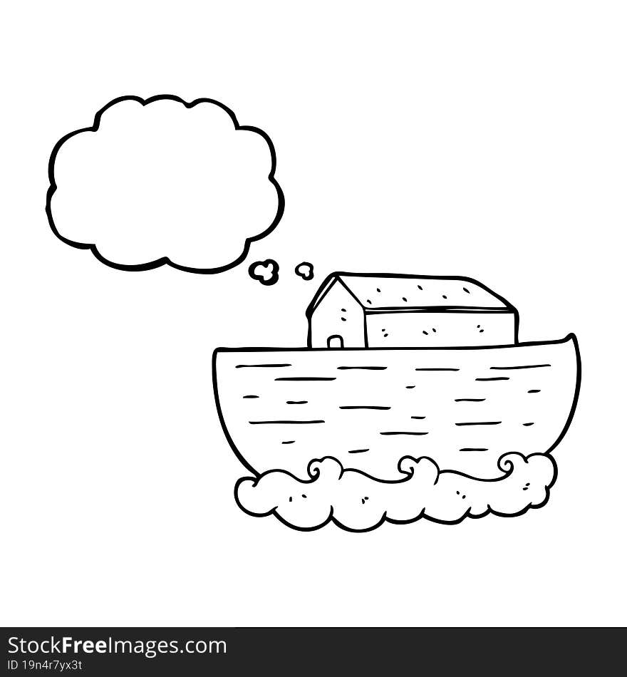 freehand drawn thought bubble cartoon noah\'s ark. freehand drawn thought bubble cartoon noah\'s ark