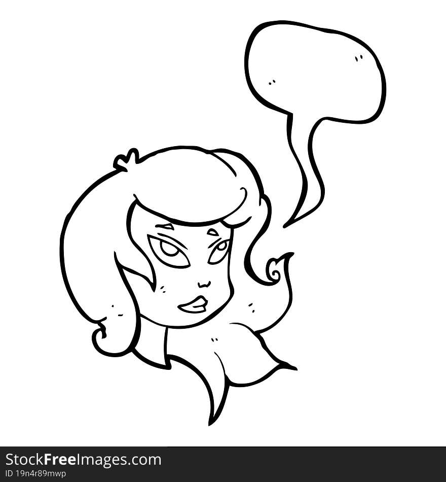 Speech Bubble Cartoon Female Face